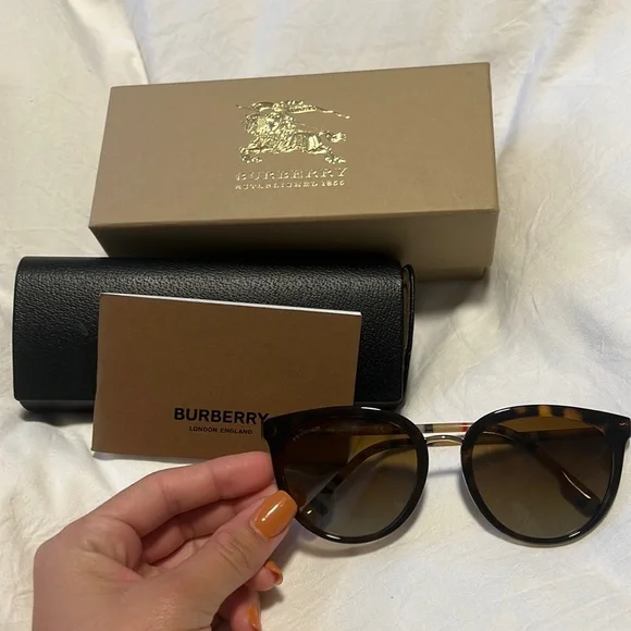 Burberry sunglasses. Worn once!! In perfect condition Authentic Burberry black sunglasses for women. Worn... | Depop main image 2